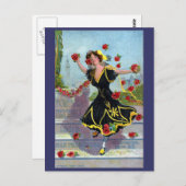 Portola Festival Lady mit Rose 1909 Postkarte (Vorne/Hinten)