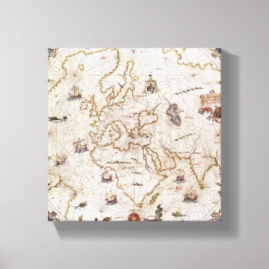 Portolan Chart of the World | 1519 Leinwanddruck (Vorderseite)