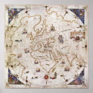 Portolan Chart of the World   1519 Poster