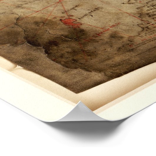 Portolan-Diagramm des Mittelmeers um 1500 Poster (Ecke)