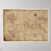 Portolan-Diagramm des Mittelmeers um 1500 Poster (Vorne)