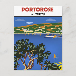 Portorose, Blick auf die Adria, Vintage-Reise Postkarte