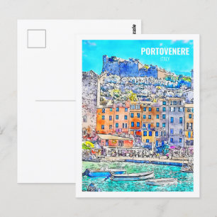 Portovenere Italien Berühmte Reise Wasserfarben Sk Postkarte