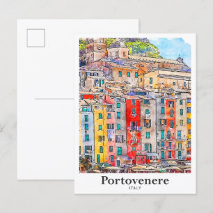 Portovenere Italien Reisen Wasserfarbenhandzeichnu Postkarte
