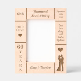 Portrait 12x18 Diamond 60. Hochzeitstag Geätzte Rahmen