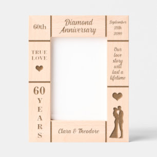 Portrait 12x18 Diamond 60. Hochzeitstag Geätzte Rahmen