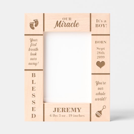 Portrait 12x18 New Baby Personalisiert Geätzte Rahmen (Vorderseite)