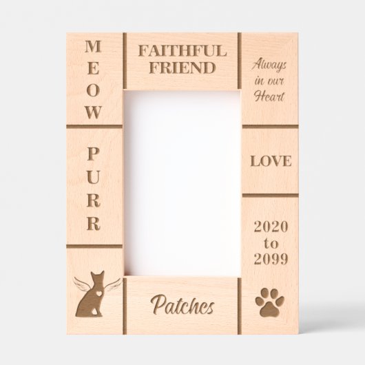 Portrait 4x6 Pet Memorandum Angel Katze Jahr Geätzte Rahmen (Vorderseite)