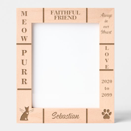 Portrait 8x10 Pet Memorial Angel Katze Jahr Geätzte Rahmen (Vorderseite)