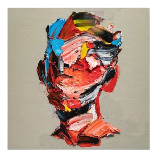 Portrait, Abstraktion, Aquarell, Art Poster-Zeiche Fotodruck (Vorne)