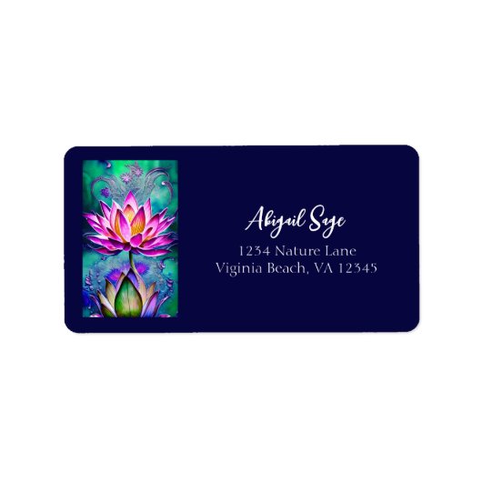 Portrait-Adresse der atemberaubenden Rosa Lotus-Bl Adressaufkleber (Vorne)