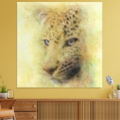 Portrait "African Leopard Wildlife Watercolor" Leinwanddruck (Insitu (Wohnzimmer))