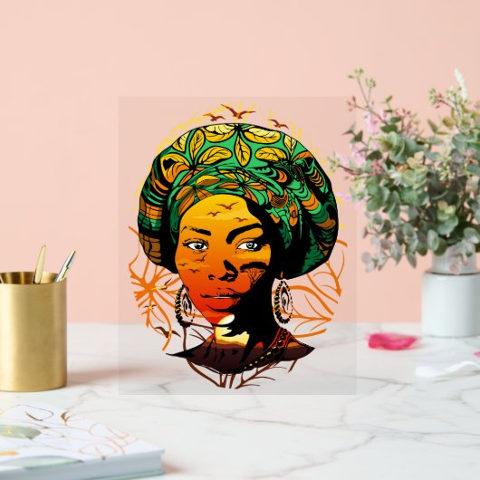 Portrait afrikanischer Frauen mit Sonnenuntergang Acrylschild (Hochzeit)