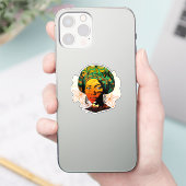Portrait afrikanischer Frauen mit Sonnenuntergang Aufkleber (Telefon)