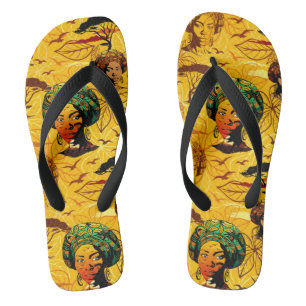 Portrait afrikanischer Frauen mit Sonnenuntergang Badesandalen