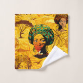 Portrait afrikanischer Frauen mit Sonnenuntergang Badhandtuch Set (Waschlappen)