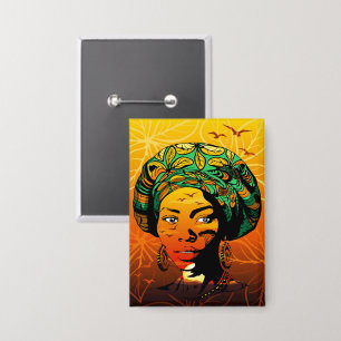 Portrait afrikanischer Frauen mit Sonnenuntergang Button