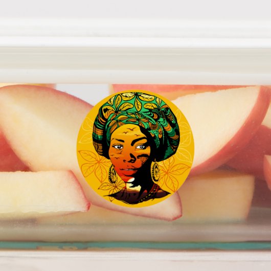 Portrait afrikanischer Frauen mit Sonnenuntergang Etiketten (Befestigt)