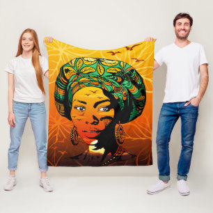 Portrait afrikanischer Frauen mit Sonnenuntergang Fleecedecke