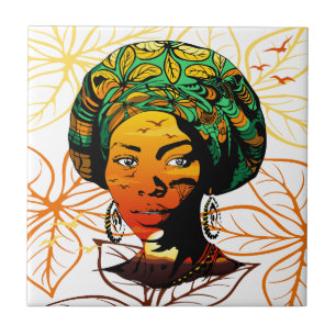 Portrait afrikanischer Frauen mit Sonnenuntergang Fliese