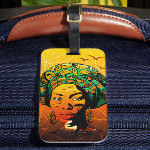 Portrait afrikanischer Frauen mit Sonnenuntergang Gepäckanhänger