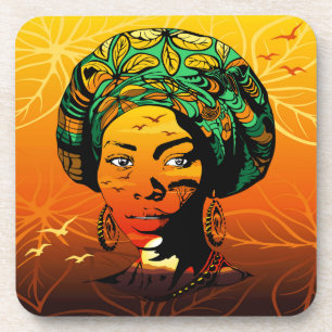 Portrait afrikanischer Frauen mit Sonnenuntergang Getränkeuntersetzer