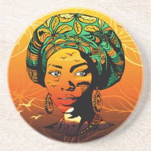 Portrait afrikanischer Frauen mit Sonnenuntergang Getränkeuntersetzer