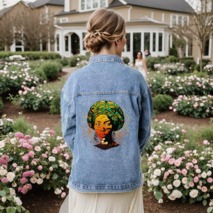 Portrait afrikanischer Frauen mit Sonnenuntergang Jeansjacke
