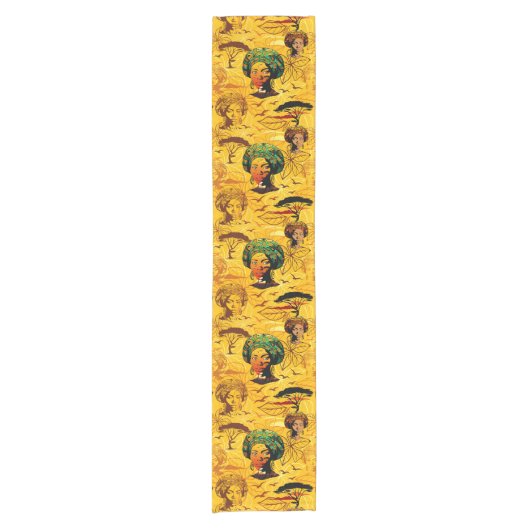 Portrait afrikanischer Frauen mit Sonnenuntergang Kurzer Tischläufer (Vorderseite)