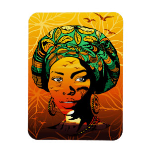 Portrait afrikanischer Frauen mit Sonnenuntergang Magnet