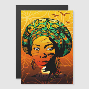 Portrait afrikanischer Frauen mit Sonnenuntergang Magnetkarte