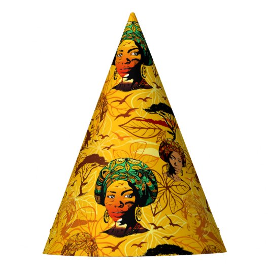 Portrait afrikanischer Frauen mit Sonnenuntergang Partyhütchen (Vorderseite)