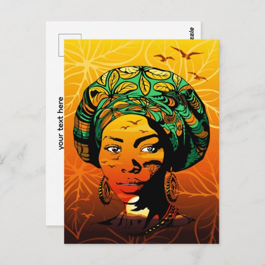 Portrait afrikanischer Frauen mit Sonnenuntergang Postkarte (Vorne/Hinten)
