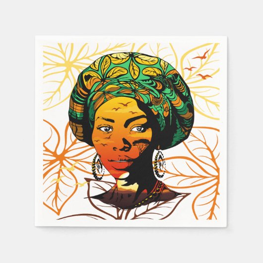 Portrait afrikanischer Frauen mit Sonnenuntergang Serviette (Vorderseite)