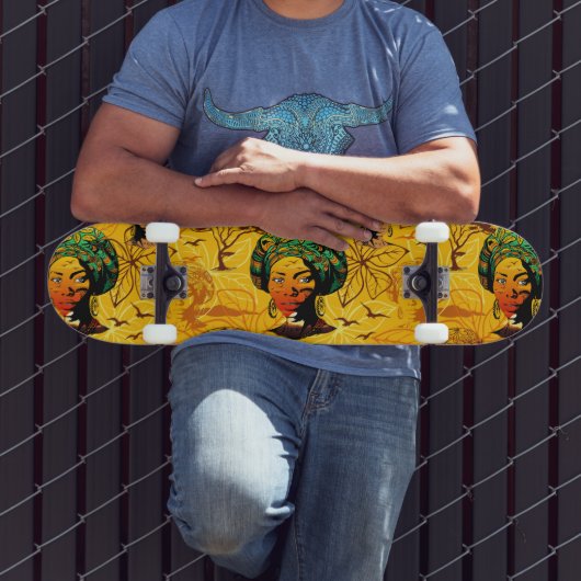 Portrait afrikanischer Frauen mit Sonnenuntergang Skateboard (Außenbereich 3)