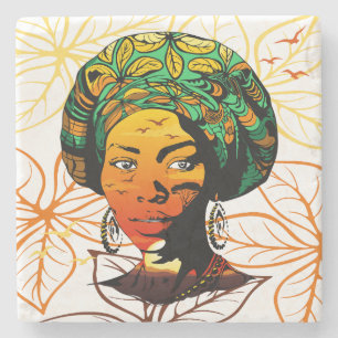 Portrait afrikanischer Frauen mit Sonnenuntergang Steinuntersetzer