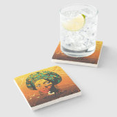 Portrait afrikanischer Frauen mit Sonnenuntergang Steinuntersetzer (Seitenansicht)