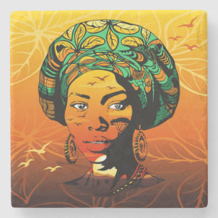 Portrait afrikanischer Frauen mit Sonnenuntergang Steinuntersetzer