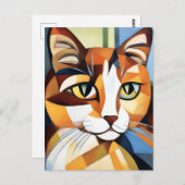 Portrait Art Calico Cat Kubist Postkarte (Vorne/Hinten)
