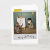 Portrait Art Cats Funny Birthday Card Karte (Vorderseite)