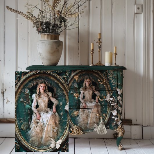 Portrait Art Edwardian Era Emerald Green Seidenpapier