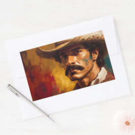Portrait Art mexican Hut Modemann mutig Rechteckiger Aufkleber