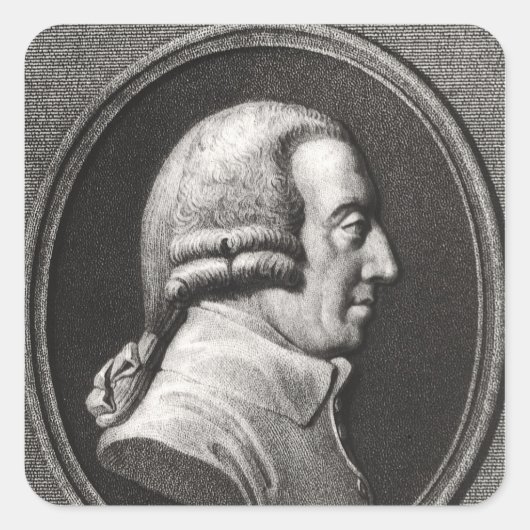 Portrait aus einer Medaille von Adam Smith Quadratischer Aufkleber (Vorderseite)