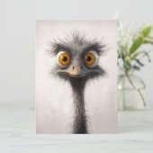 Portrait aus Mit Augen StraußenCartoon Einladung (Stehend Vorderseite)