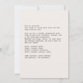 Portrait aus Mit Augen StraußenCartoon Einladung (Rückseite)