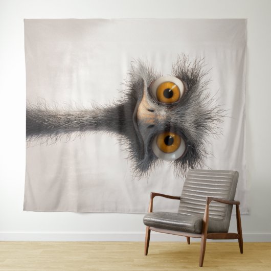 Portrait aus Mit Augen StraußenCartoon Wandteppich (Beispiel (Horizontal))