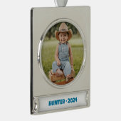 Portrait Banner Ornament, Boy - School Portrait Banner-Ornament Silber (Rechts)