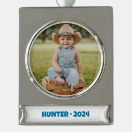 Portrait Banner Ornament, Boy - School Portrait Banner-Ornament Silber