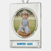 Portrait Banner Ornament, Boy - School Portrait Banner-Ornament Silber (Links)