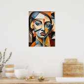 Portrait Bold Picasso, zeitgenössischer Kubismus I Poster (Küche)
